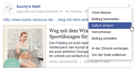 Facebook-Beitrag Datum aendern